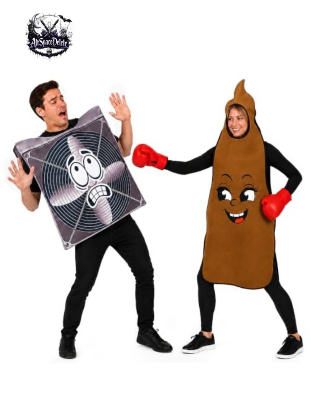 Funny Couple Halloween Costume Set Poop Fan Foam Cosplay Outfit Boxing Gloves
